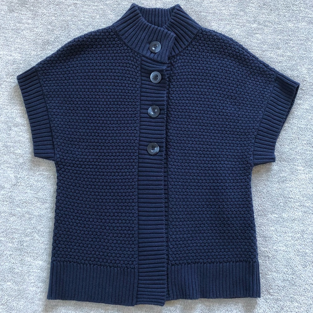 Knitted By Bass Navy Blue Chunky Knit Button Cardigan